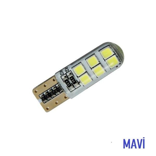 T10 DİPSİZ PARK LEDİ 12V MAVİ ECO CANBUSLU SİLİKONLU